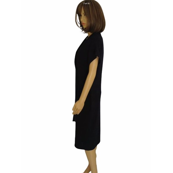 Finery Midi Wrap Dress US 6 Cap Sleeve Shift Asymmetrical Hem Navy New - Picture 7 of 10